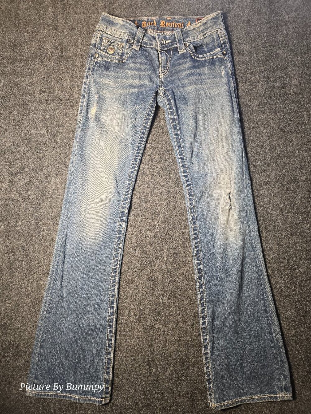 Rock Revival Celine Bootcut Jeans Size 27 Light Wash Distressed